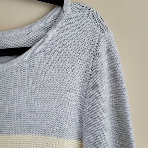 J. Jill Womens Knit Sweater Size Large Gray Light Yellow Stripes Tunic Length - Picture 3 of 10